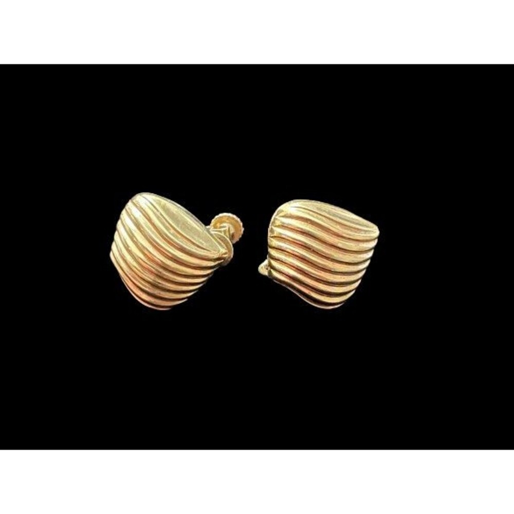 Vintage Napier Clip On & Screw Back Earrings Gold Tone Textured Rippled Signed